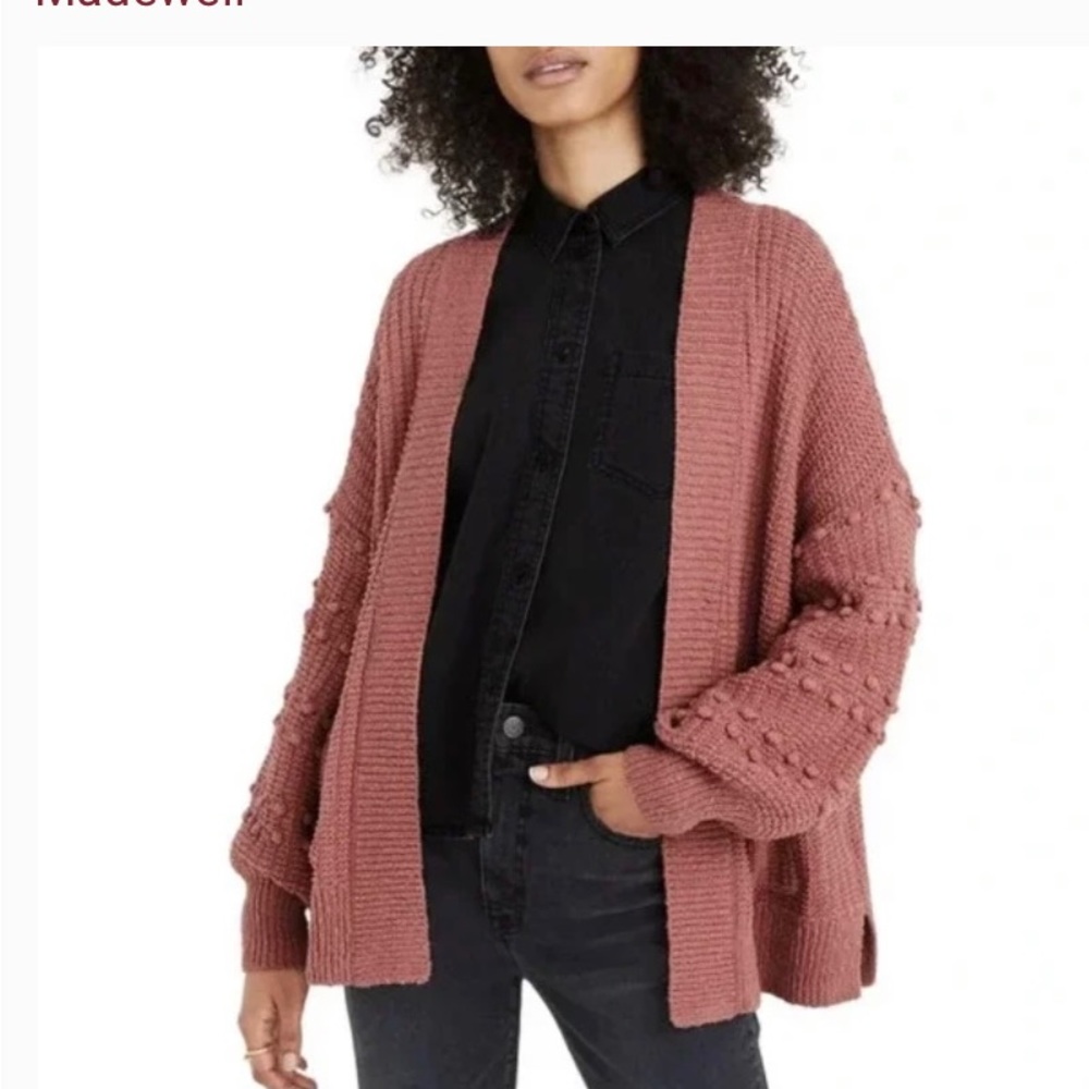 Madewell Bobble Knit Balloon Sleeve Cardigan Sweater